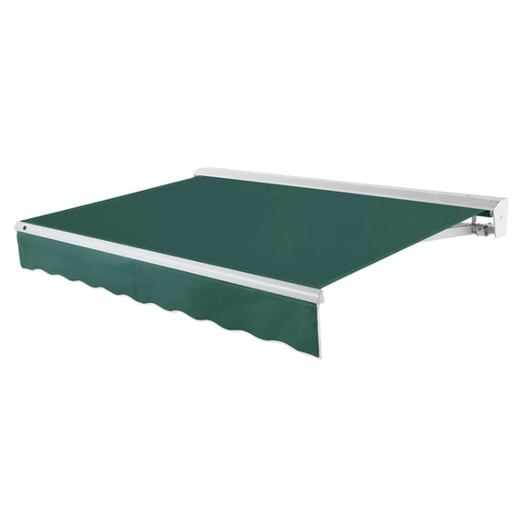 Awntech 16 Ft Destin Left Motorized Heavy Duty Patio Retractable Awning with Protective Hood (192in x 10.38in x 120in), Forest