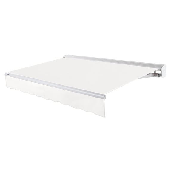 Awntech 12 Ft Destin Left Motorized Heavy Duty Patio Retractable Awning with Protective Hood (144in x 10.38in x 120in), White