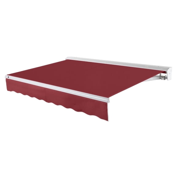 Awntech 10 Ft Destin Left Motorized Heavy Duty Patio Retractable Awning with Protective Hood (120in x 10.38in x 96in), Burgundy