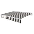 thumbnail image 1 of Awntech 18 Ft Destin Left Motorized Heavy Duty Patio Retractable Awning with Protective Hood (216in x 10.38in x 120in), Black/White Stripe, 1 of 8