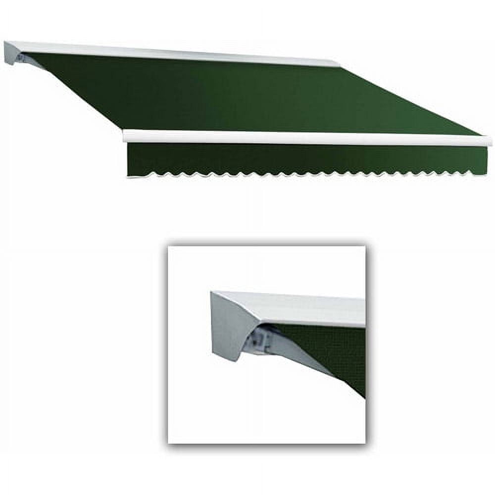 Forest Green Acrylic Motorized Retractable Patio Awning with Aluminum Hood
