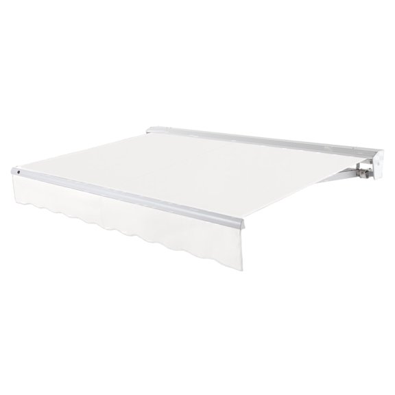 Awntech 8 Ft Destin Left Motorized Heavy Duty Patio Retractable Awning with Protective Hood (96in x 10.38in x 78in), White