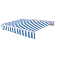 thumbnail image 1 of Awntech 16 Ft Destin Left Motorized Heavy Duty Patio Retractable Awning with Protective Hood (192in x 10.38in x 120in), Bright Blue/White Stripe, 1 of 8