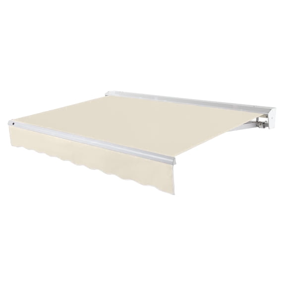 Awntech 10 Ft Destin Left Motorized Heavy Duty Patio Retractable Awning with Protective Hood (120in x 10.38in x 96in), Linen