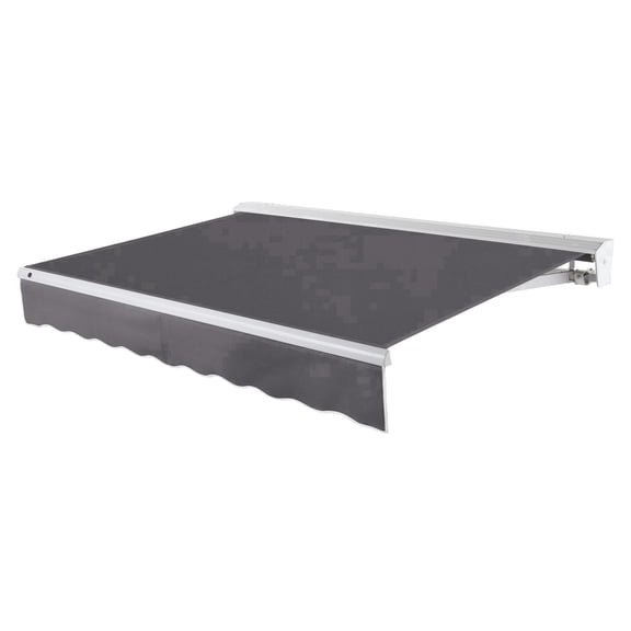 Awntech 10 Ft Destin Left Motorized Heavy Duty Patio Retractable Awning with Protective Hood (120in x 10.38in x 96in), Gunmetal