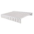 thumbnail image 1 of Awntech 10 Ft Destin Left Motorized Heavy Duty Patio Retractable Awning with Protective Hood (120in x 10.38in x 96in), Gray/White Stripe, 1 of 8