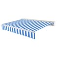 thumbnail image 1 of Awntech 18 Ft Destin Left Motorized Heavy Duty Patio Retractable Awning with Protective Hood (216in x 10.38in x 120in), Bright Blue/White Stripe, 1 of 8