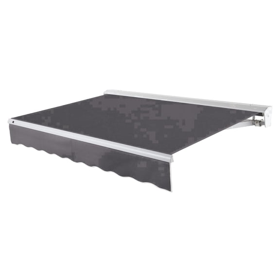 Awntech 10 Ft Destin Left Motorized Heavy Duty Patio Retractable Awning with Protective Hood (120in x 10.38in x 96in), Gunmetal