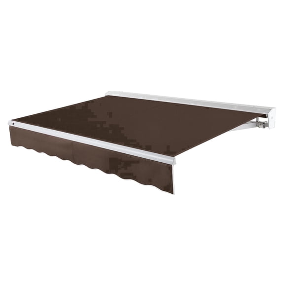 Awntech 10 Ft Destin Left Motorized Heavy Duty Patio Retractable Awning with Protective Hood (120in x 10.38in x 96in), Brown