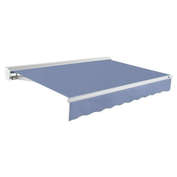 Awntech 8 Ft Destin Manual Heavy Duty Patio Retractable Awning with Protective Hood (96in x 10.38in x 78in), Dusty Blue