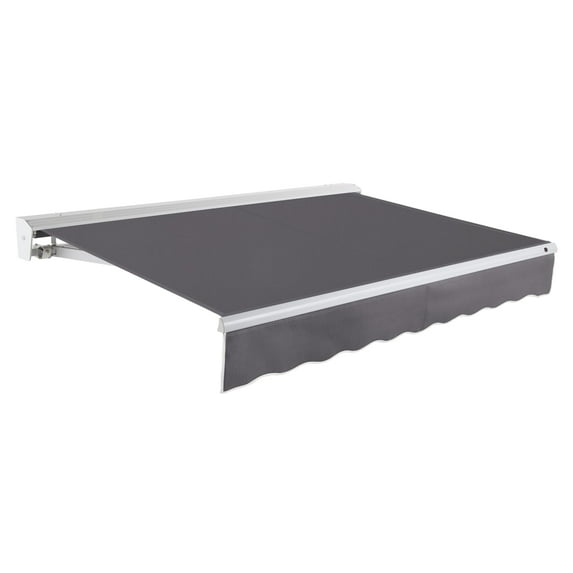 Awntech 14 Ft Destin Manual Heavy Duty Patio Retractable Awning with Protective Hood (168in x 10.38in x 120in), Gunmetal