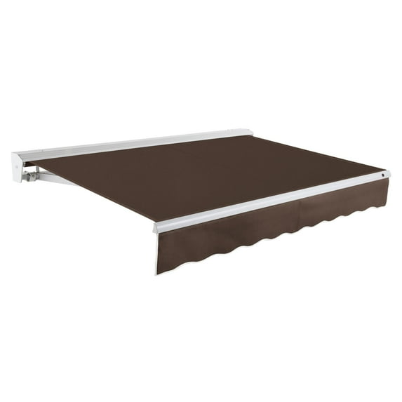 Awntech 16 Ft Destin Manual Heavy Duty Patio Retractable Awning with Protective Hood (192in x 10.38in x 120in), Brown