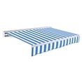 thumbnail image 1 of Awntech 24 Ft Destin Right Motorized Heavy Duty Patio Retractable Awning with Protective Hood (288in x 10.38in x 120in), Bright Blue/White Stripe, 1 of 9
