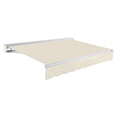 thumbnail image 1 of Awntech 18 Ft Destin Right Motorized Heavy Duty Patio Retractable Awning with Protective Hood (216in x 10.38in x 120in), Linen, 1 of 9