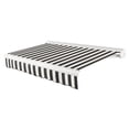 thumbnail image 1 of Awntech 18 Ft Key West Left Motorized Heavy Duty Patio Retractable Awning with Cassette (216in x 9.38in x 120in), Black/White Stripe, 1 of 6