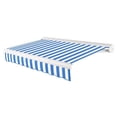 thumbnail image 1 of Awntech Full Cassette Left Motorized Patio Retractable Awning, Bright Blue/White Stripe, 1 of 7