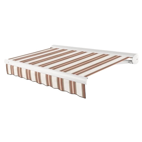 Awntech 14 Ft Key West Left Motorized Heavy Duty Patio Retractable Awning with Cassette (168in x 9.38in x 120in), Brown/Tan/Terracotta Multi