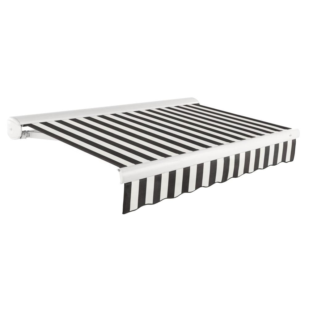 96-inch Black and White Stripe Motorized Patio Awning with Powder Coated Frame