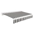 thumbnail image 1 of Awntech 12 Ft Key West Right Motorized Heavy Duty Patio Retractable Awning with Cassette (144in x 9.38in x 120in), Black/White Stripe, 1 of 7