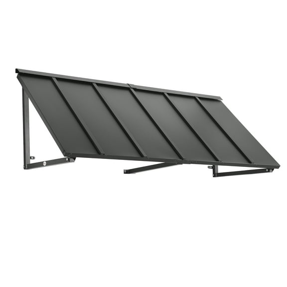 Awntech 6.67 Ft Houstonian Standing Seam Metal Fixed Awning Canopy (80in x 24in x 24in), Black