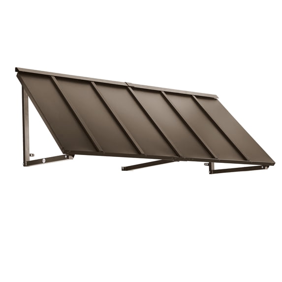 Awntech 5.67 Ft Houstonian Standing Seam Metal Fixed Awning Canopy (68in x 24in x 24in), Bronze