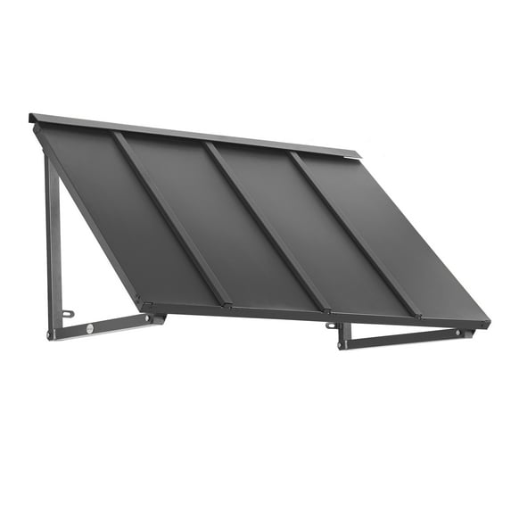 Awntech 3.67 Ft Houstonian Standing Seam Metal Fixed Awning Canopy (44in x 24in x 24in), Pewter