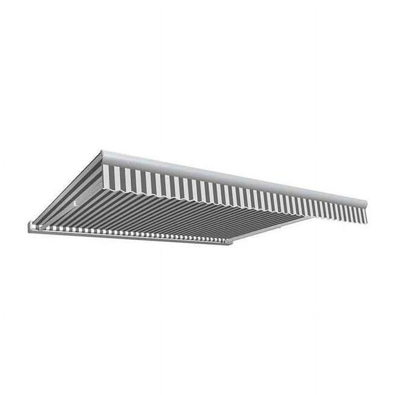 Awntech KWM14-US-GW 14 ft. Key West Full Cassette Manual Retractable Awning, Gray & White - 120 in.