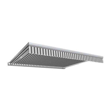 Awntech KWR10-US-GW 10 ft. Key West Full Cassette Right Motor Retractable Awning, Gray & White - 96 in.