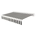 thumbnail image 1 of Awntech 20 Ft Key West Left Motorized Heavy Duty Patio Retractable Awning with Cassette (240in x 9.38in x 120in), Black/White Stripe, 1 of 8
