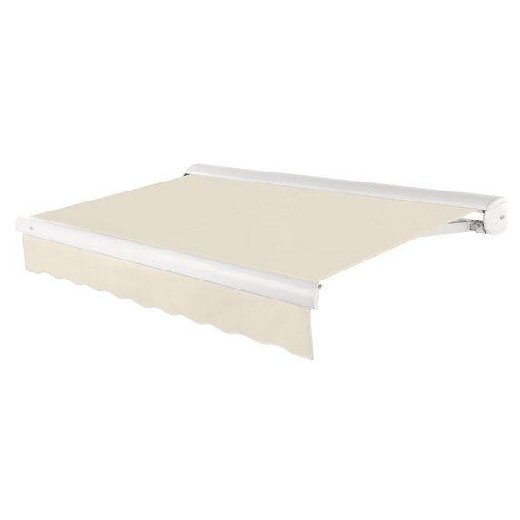 Awntech 12 Ft Key West Left Motorized Heavy Duty Patio Retractable Awning with Cassette (144in x 9.38in x 120in), Linen
