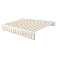 thumbnail image 1 of Awntech 8 Ft Key West Left Motorized Heavy Duty Patio Retractable Awning with Cassette (96in x 9.38in x 78in), Linen/White Stripe, 1 of 8