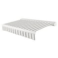 thumbnail image 1 of Awntech 16 Ft Key West Left Motorized Heavy Duty Patio Retractable Awning with Cassette (192in x 9.38in x 120in), Gray/White Stripe, 1 of 8