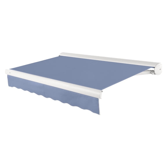 Awntech 20 Ft Key West Left Motorized Heavy Duty Patio Retractable Awning with Cassette (240in x 9.38in x 120in), Dusty Blue