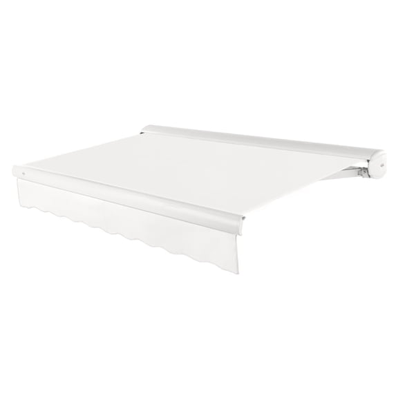 Awntech 12 Ft Key West Left Motorized Heavy Duty Patio Retractable Awning with Cassette (144in x 9.38in x 120in), White