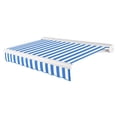 thumbnail image 1 of Awntech 8 Ft Key West Left Motorized Heavy Duty Patio Retractable Awning with Cassette (96in x 9.38in x 78in), Bright Blue/White Stripe, 1 of 8