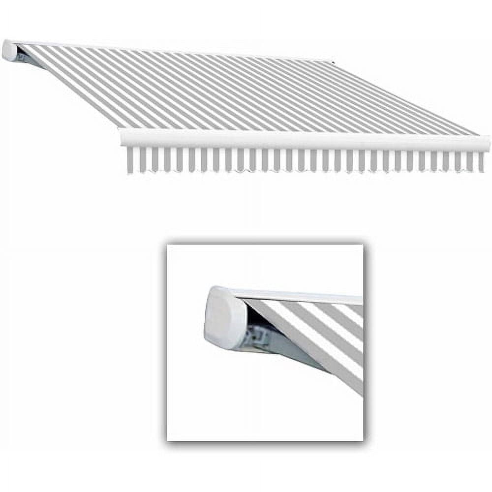Gray and White Full-Cassette Manual Retractable Patio Awning, 18' x 10'
