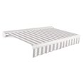 thumbnail image 1 of Awntech 24 Ft Key West Manual Heavy Duty Patio Retractable Awning with Cassette (288in x 9.38in x 120in), Gray/White Stripe, 1 of 8
