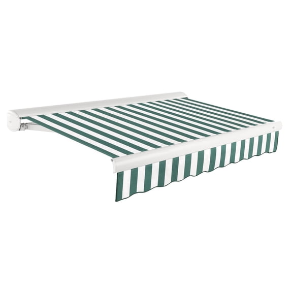 Awntech 20 Ft Key West Manual Heavy Duty Patio Retractable Awning with Cassette (240in x 9.38in x 120in), Forest/White Stripe