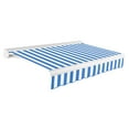 thumbnail image 1 of Awntech 20 Ft Key West Manual Heavy Duty Patio Retractable Awning with Cassette (240in x 9.38in x 120in), Bright Blue/White Stripe, 1 of 8