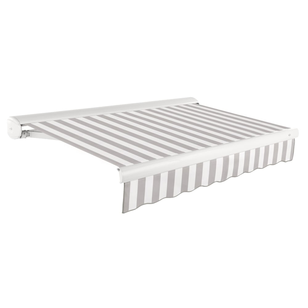 Gray and White Full-Cassette Manual Retractable Patio Awning