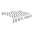 thumbnail image 1 of Awntech 8 Ft Key West Right Motorized Heavy Duty Patio Retractable Awning with Cassette (96in x 9.38in x 78in), Gray/White Stripe, 1 of 8