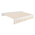 thumbnail image 1 of Awntech 12 Ft Key West Right Motorized Heavy Duty Patio Retractable Awning with Cassette (144in x 9.38in x 120in), Linen/White Stripe, 1 of 8