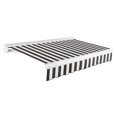 thumbnail image 1 of Awntech 10 Ft Key West Right Motorized Heavy Duty Patio Retractable Awning with Cassette (120in x 9.38in x 96in), Black/White Stripe, 1 of 8