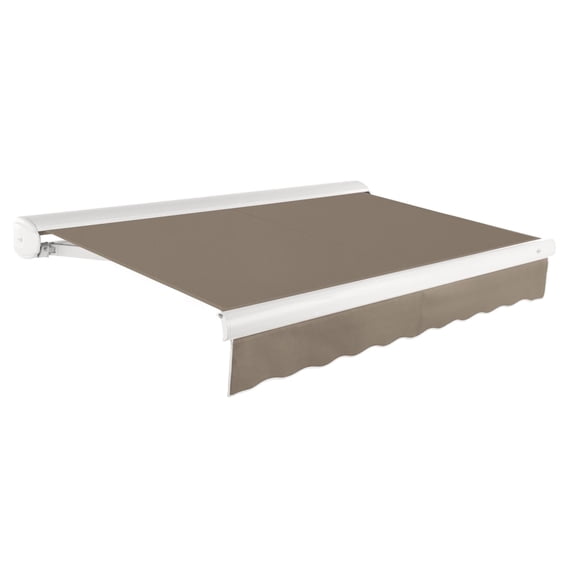 Awntech 24 Ft Key West Right Motorized Heavy Duty Patio Retractable Awning with Cassette (288in x 9.38in x 120in), Taupe