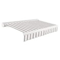 thumbnail image 1 of Awntech 12 Ft Key West Right Motorized Heavy Duty Patio Retractable Awning with Cassette (144in x 9.38in x 120in), Gray/White Stripe, 1 of 8