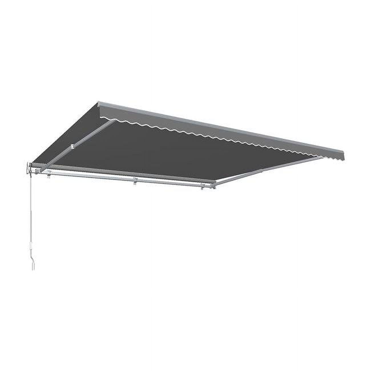 Gray 10 ft Retractable Patio Awning with Powder Coated Frame