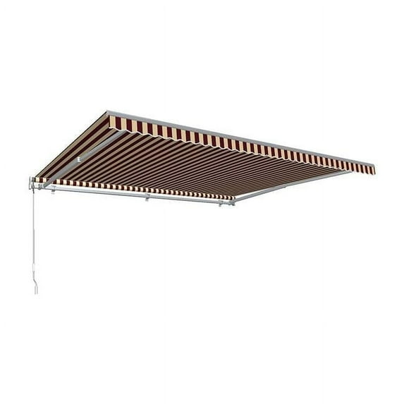 Awntech MTL10-US-BRNT 10 ft. Maui Left Motor with Remote Retractable Awning, Brown & Tan - 96 in.