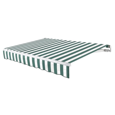Awntech Maui Left Motorized Retractable Awning, 8' x 6.5', Forest/White Stripe