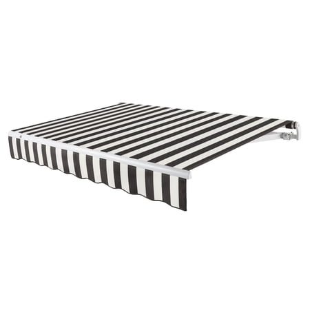 Awntech 16 Ft Maui Left Motorized Heavy Duty Patio Retractable Awning (192in x 9.25in x 120in), Black/White Stripe