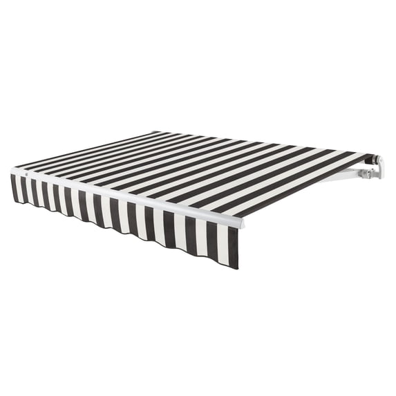 Awntech 24 Ft Maui Left Motorized Heavy Duty Patio Retractable Awning (288in x 9.25in x 120in), Black/White Stripe